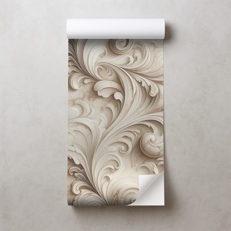 SAMOLEPÍCÍ TAPETA ELEGANTNÍ BÉŽOVÉ ORNAMENTY NA MRAMORU - ΤΑΠΕΤΣΑΡΊΑ ΜΕ ΣΧΈΔΙΑ - ΤΑΠΕΤΣΑΡΊΕΣ