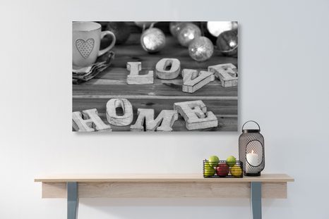 WANDBILD HARMONISCHES ZUHAUSE IN SCHWARZ-WEISS - SCHWARZ-WEISSE BILDER - BILDER