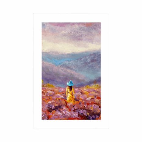 PLAKAT Z PASSE-PARTOUT DZIEWCZYNA W ŻÓŁTEJ SUKIENCE - ABSTRAKCYJNE I WZORZYSTE - PLAKATY