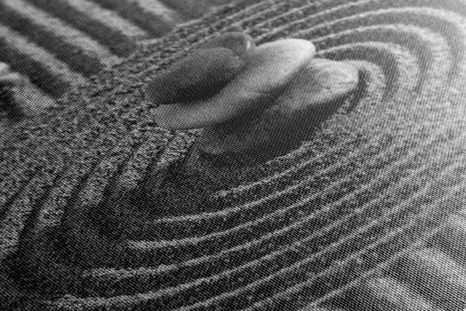 OBRAZ JAPONSKÁ ZAHRADA S FENG SHUI PRVKY V ČERNOBÍLÉM PROVEDENÍ - ČERNOBÍLÉ OBRAZY - OBRAZY