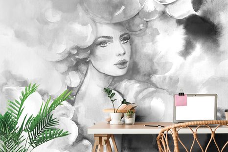 TAPETA PŮVAB ŽENY V ČERNOBÍLÉM PROVEDENÍ - ČERNOBÍLÉ TAPETY - TAPETY