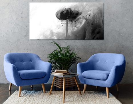 SLIKA ZANIMIVI CVET V ČRNOBELI IZVEDBI - ČRNOBELE SLIKE - SLIKE