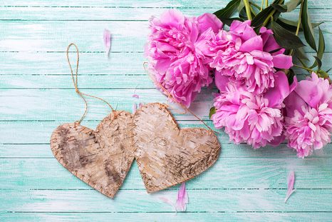 FOTOTAPETA PIVOŇKY A BŘEZOVÁ SRDÍČKA - VINTAGE A RETRO TAPETY - TAPETY