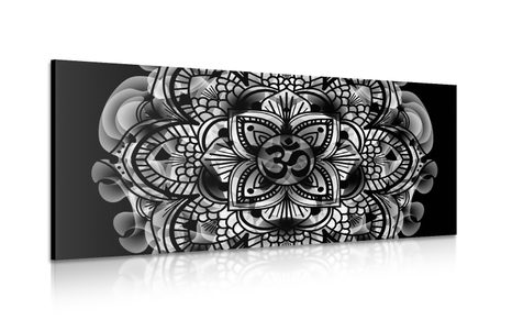 CANVAS PRINT MANDALA OF HEALTH IN BLACK AND WHITE - BLACK AND WHITE PICTURES - PICTURES