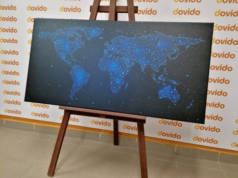 OBRAZ MAPA SVĚTA S NOČNÍ OBLOHOU - OBRAZY - TOTÁLNÍ VÝPRODEJ 🔥