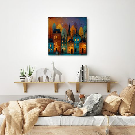 WANDBILD ZAUBERHAFTES HERBSTDORF - BUNTE HÄUSER - BILDER