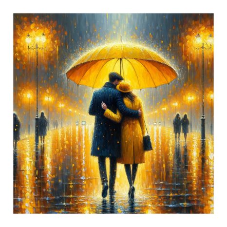 WANDBILD LIEBE IM STADTREGEN - BILDER MIT LIEBESMOTIVEN - BILDER