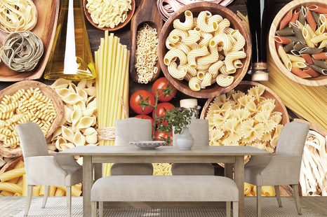 FOTOTAPETE NUDEL-VARIATIONEN - TAPETEN MIT ESSEN UND GETRÄNKEN - TAPETEN