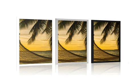 PLAGÁT HOJDACIA SIEŤ NA PLÁŽI - PRÍRODA - PLAGÁTY