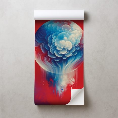 SELBSTKLEBENDE TAPETE ABSTRAKTE BLAU-ROTE QUALLE - TAPETEN MEERESTIERE - TAPETEN