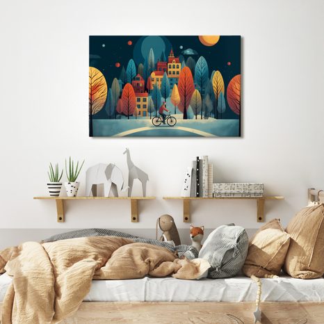 OBRAZ ZIMNÍ PROJÍŽĎKA POD HVĚZDAMI - VÁNOČNÍ A ZIMNÍ OBRAZY - OBRAZY