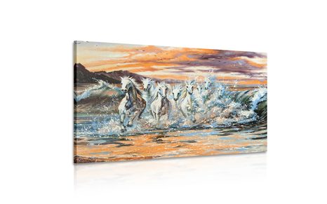 WANDBILD WASSERPFERDE - BILDER TIERE - BILDER