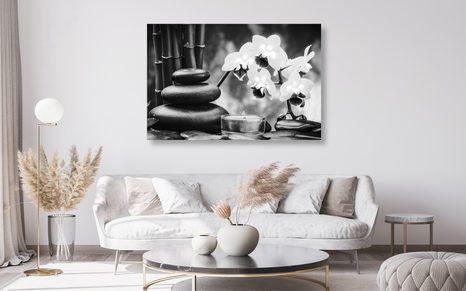 OBRAZ SPA ZÁTIŠÍ V ČERNOBÍLÉM PROVEDENÍ - ČERNOBÍLÉ OBRAZY - OBRAZY