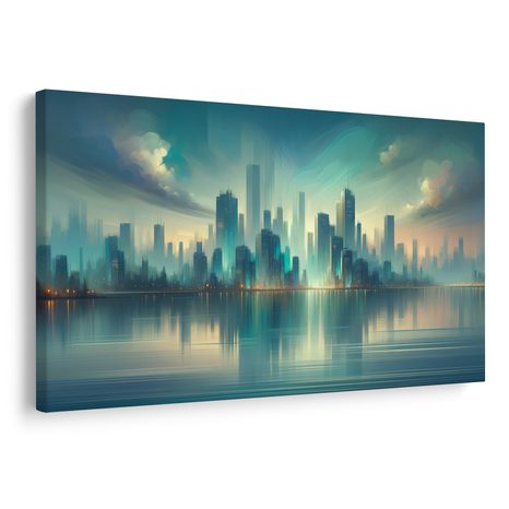 OBRAZ SILUETA MRAKODRAPŮ V PODVEČER - OBRAZY MĚSTA - OBRAZY