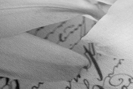 SLIKA LILIJA NA STAREM DOKUMENTU V ČRNOBELI IZVEDBI - ČRNOBELE SLIKE - SLIKE