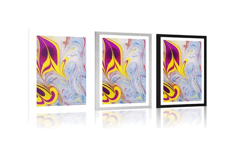 AFFICHE AVEC PASSE-PARTOUT – ABSTRACTION DANS LE STYLE EBRU - ABSTRAIT ET À MOTIFS - AFFICHES