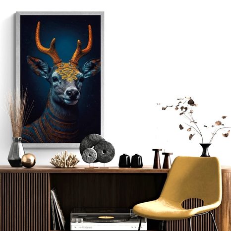PLAKÁT MODRO-ZLATÝ JELEN - PLAKÁTY - TOTÁLNÍ VÝPRODEJ 🔥