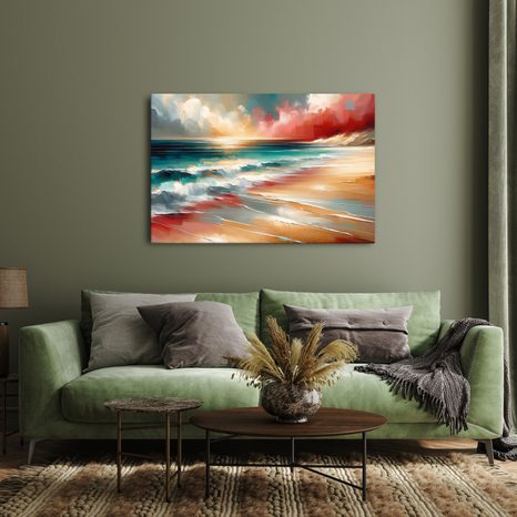 OBRAZ TYRKYSOVÉHO MOŘE S VLNAMI - OBRAZY MOŘE A PLÁŽ - OBRAZY