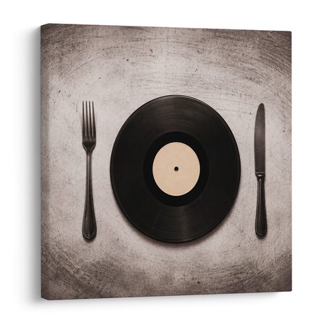 WANDBILD MUSIKTELLER MIT BESTECK - MUSIKBILDER - BILDER