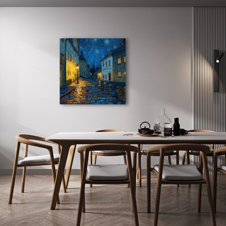 OBRAZ ZÁŘIVÁ LAMPY NOC - OBRAZY MĚSTA - OBRAZY