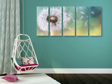 5-RÉSZES KÉP VÁRÁZSLATOS PITYPANG - VIRÁGMINTÁS KÉPEK - KÉPEK