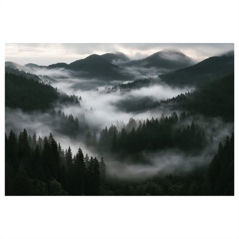 CANVASTAVLA DIMMIGA BERGSSKOGAR I GRYNINGEN - TAVLOR MED SKOG - TAVLOR