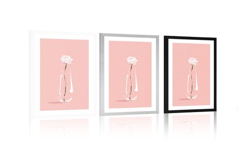 PLAKÁT S PASPARTOU MINIMALISTICKÝ KVĚT - VÁZY - PLAKÁTY