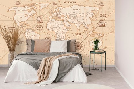 SAMOLEPÍCÍ TAPETA MAPA SVĚTA S LOĎKAMI - SAMOLEPÍCÍ TAPETY - TAPETY