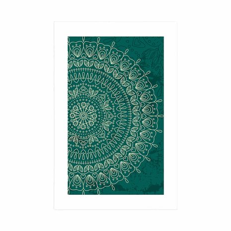 PLAKÁT S PASPARTOU RUČNĚ KRESLENÁ MANDALA - FENG SHUI - PLAKÁTY