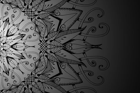 SLIKA MANDALA V ČRNOBELI IZVEDBI - ČRNOBELE SLIKE - SLIKE