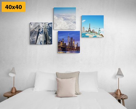 SET DI QUADRI – VISTA SUI GRATTACIELI DI NEW YORK - COLLEZIONI DI QUADRI - STAMPE E QUADRI