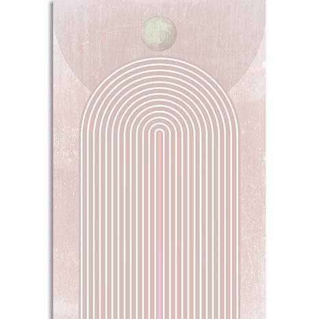 SLIKA MODERNA RUŽIČASTA DUGA MID-CENTURY - APSTRAKTNE SLIKE - SLIKE