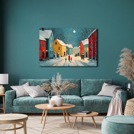 WANDBILD WEIHNACHTLICHE STRASSE BEI NACHT - WEIHNACHTS- UND WINTERBILDER - BILDER