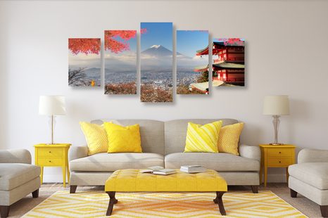 5 RÉSZES KÉP ŐSZ JAPÁN ORSZÁGBAN - VÁROST ÁBRÁZOLÓ KÉPEK - KÉPEK