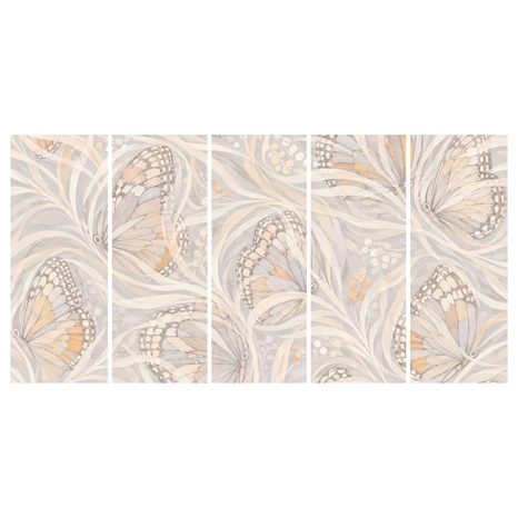 TABLEAU EN 5 PARTIES – VAGUES ABSTRAITES EN BEIGE - IMAGES FORMES ABSTRAITES - TABLEAUX
