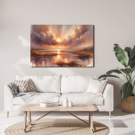 WANDBILD SONNENUNTERGANG ÜBER DER LANDSCHAFT - BILDER VON SONNENAUFGANG UND SONNENUNTERGANG - BILDER