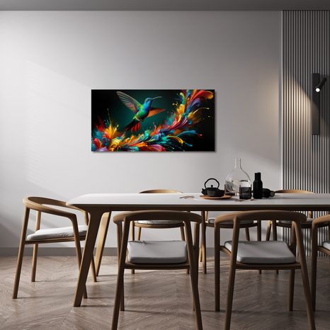 OBRAZ KOLIBŘÍK A VÝBUCH BAREV - OBRAZY PTÁCI - OBRAZY