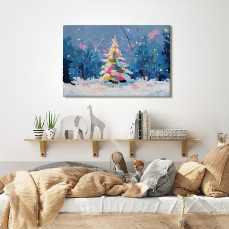 OBRAZ VÁNOČNÍ STROM V ZIMNÍ KRAJINĚ - VÁNOČNÍ A ZIMNÍ OBRAZY - OBRAZY