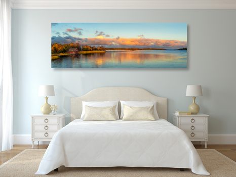 OBRAZ ZÁPAD SLUNCE NAD JEZEREM - OBRAZY PŘÍRODY A KRAJINY - OBRAZY