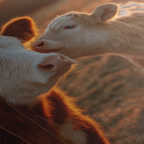 OBRAZ ZÁPAD SLUNCE NA PASTVINĚ - OBRAZY BUVOLI A KRÁVY - OBRAZY