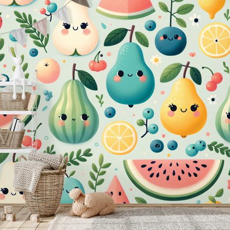 FOTOTAPETA VESELÉ OVOCE S ÚSMĚVY - DĚTSKÉ TAPETY - TAPETY