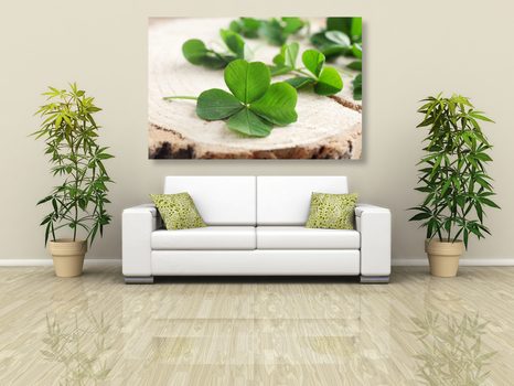 SLIKA ZELENE ŠTIRIPERESNE DETELJICE - SLIKE TIHOŽITJE - SLIKE