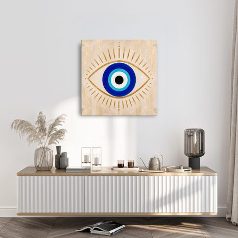 TABLEAU SUR TOILE – ŒIL MYSTIQUE AUX LIGNES DORÉES - TABLEAUX PAR THÈME - TABLEAUX