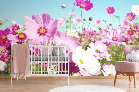 CARTA DA PARATI – PRATO DI FIORI PRIMAVERILI - CARTA DA PARATI CON FIORI - CARTA DA PARATI