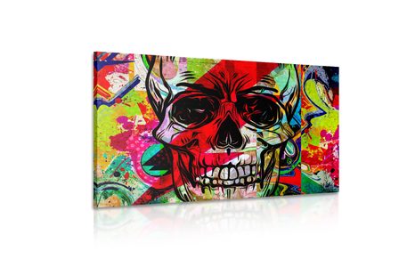 WANDBILD SCHÄDEL IM GRAFFITI-DESIGN - POP-ART-BILDER - BILDER