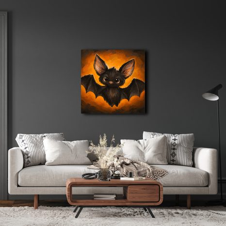 QUADRO SU TELA – PICCOLO PIPISTRELLO DAGLI OCCHI GRANDI - QUADRI HALLOWEEN E HORROR - STAMPE E QUADRI