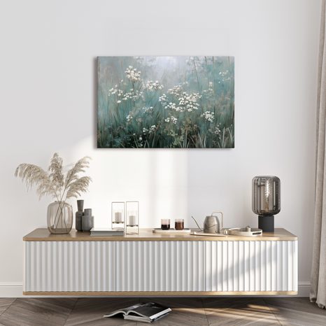 WANDBILD ZARTE BLÜTEN IM NEBEL - BILDER BLUMEN - BILDER
