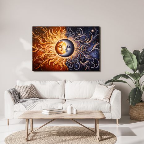 OBRAZ SOUZNĚNÍ SLUNCE A MĚSÍCE - OBRAZY MĚSÍC - OBRAZY