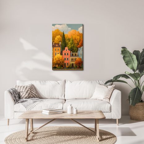 OBRAZ HISTORICKÉ DOMY V PODZIMU - BAREVNÉ DOMY - OBRAZY