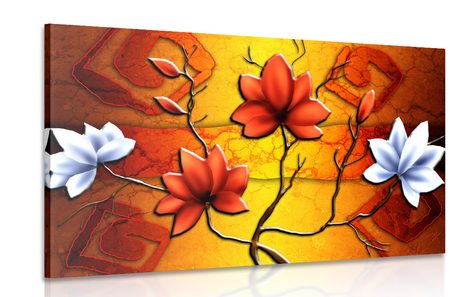 CANVAS PRINT FLOWERS IN ETHNIC STYLE - ABSTRACT PICTURES - PICTURES